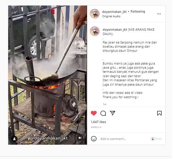 Kwetiaw Arang Simpur (Instagram @doyanmakan_jkt)