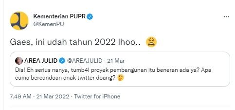 Unggahan Kemen PUPR (Twitter/kemenpu)