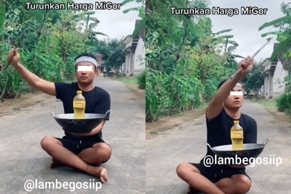 Seorang Pria Beraksi Bak Pawang Hujan, Bawa Wajan dan Minyak Goreng (instagram/@lambegosiip)