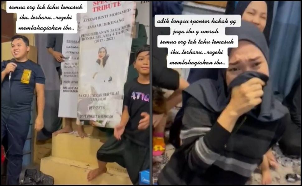 Rawat Ibu Sejak 2017, Momen Haru Para Adik Berikan Acara Kejutan Hadiah Umrah ke Kakak Bikin Mewek. (TikTok/zaitonmohamad448)