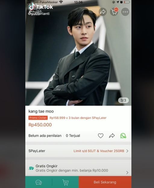 Karakter Kang Tae Mu Dijual di Lapak Toko Online (tiktok.com/yutiferianti)