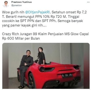 Gilang Widya Pramana klaim profit MS Glow capai Rp600 miliar (Twitter.com)