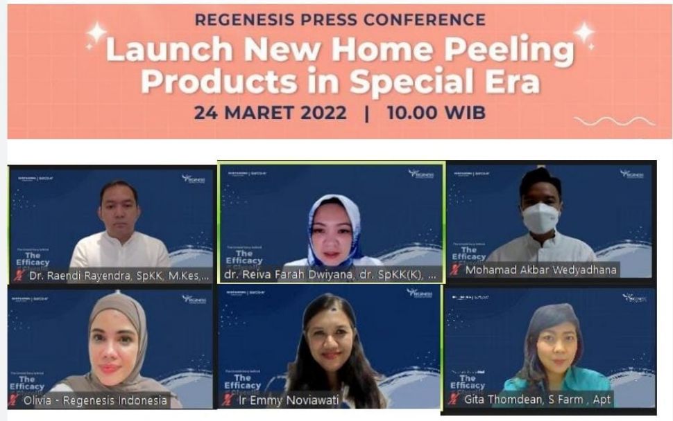 Konferensi pers "Hadirnya Pilihan Aman Home Peeling Product dalam Era Spesial di Indonesia" yang diselenggarakan pada Kamis (24/3/2022)