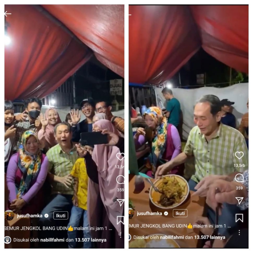 Jusuf Hamka di Nasi Uduk Bang Udin (Instagram @jusufhamka)