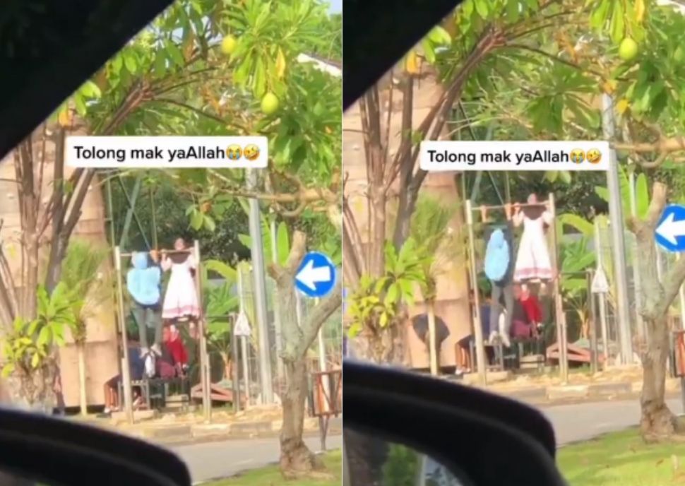 The Power of Emak-emak! Dua Ibu-ibu Gesit Lakukan Pull-Up Berkali-kali Bak Atlet. (Instagram/jakarta.keras)