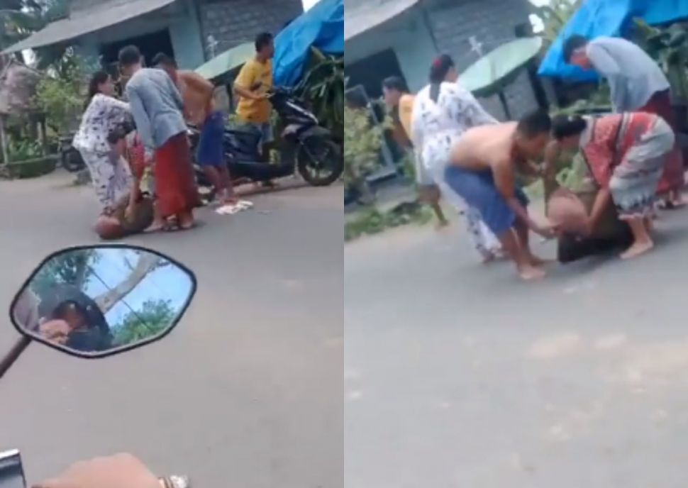 Awalnya Kaget Pemotor Jatuh di Jalan Raya, Mendadak Ngakak saat Salfok Lihat Pakaian Bapak yang Membantu. (Twitter/ndagels)