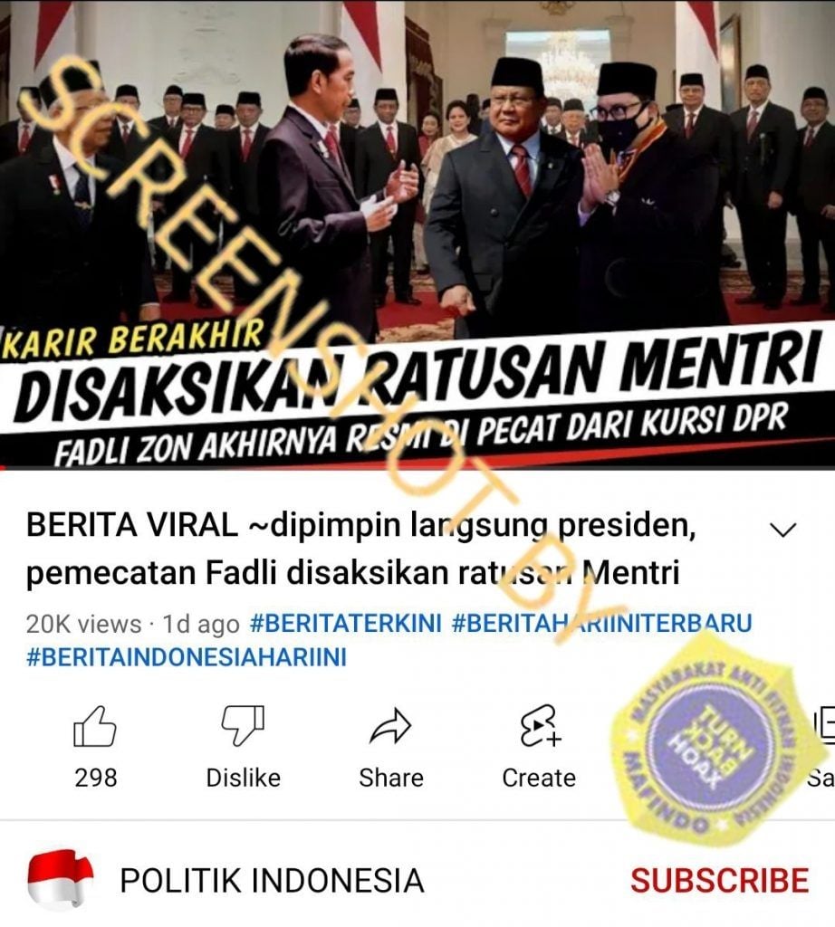 CEK FAKTA: Beredar Kabar Fadli Zon Dipecat dari Kursi DPR, Benarkah? (Turnbackhoax.id)