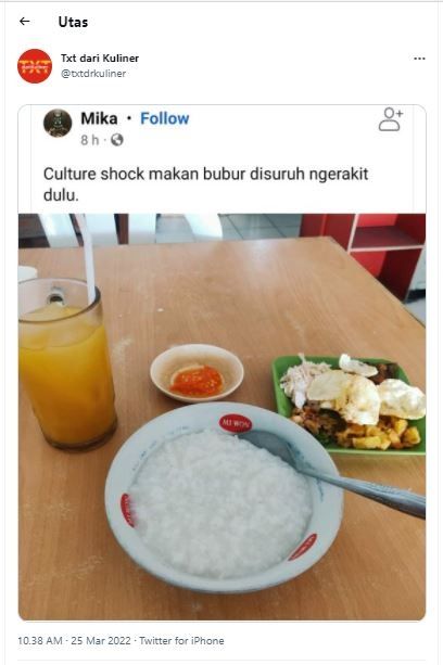 Bubur merakit sendiri (Twitter @txtdrkuliner)