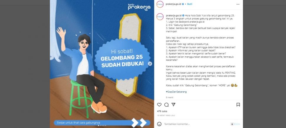 Kartu Prakerja Gelombang 25 Dibuka (instagram/prakerja.go.id)