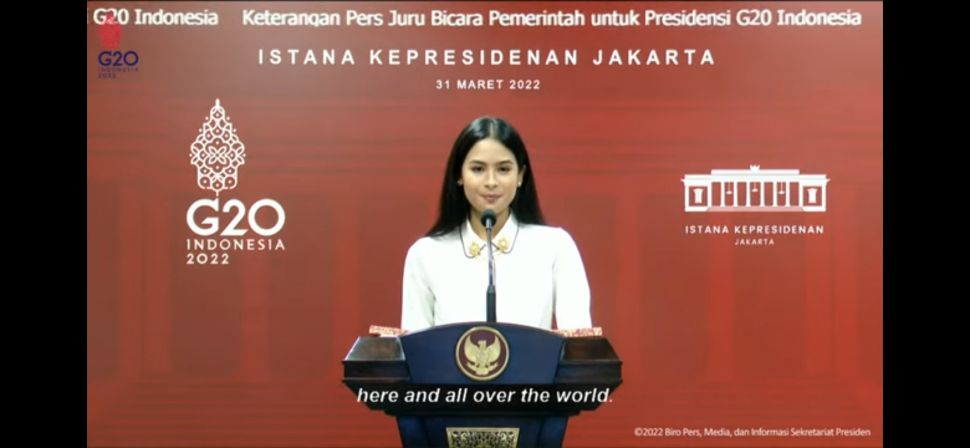 Maudy Ayunda ditunjuk sebagai juru bicara pemerintah untuk Presidensi G20 Indonesia. [Suara.com/Ria Rizki Nirmala Sari]