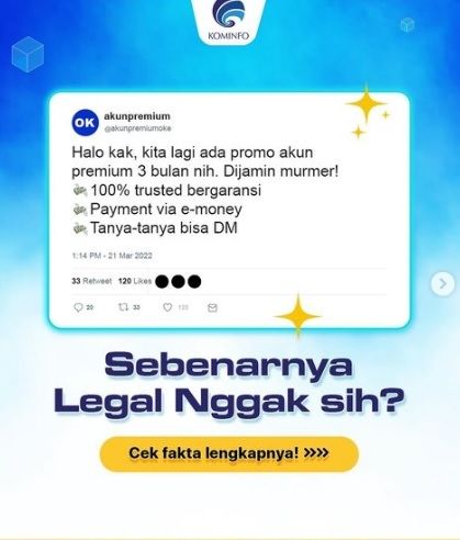 Waspadai akun premium. [Instagram/@kemenkominfo]