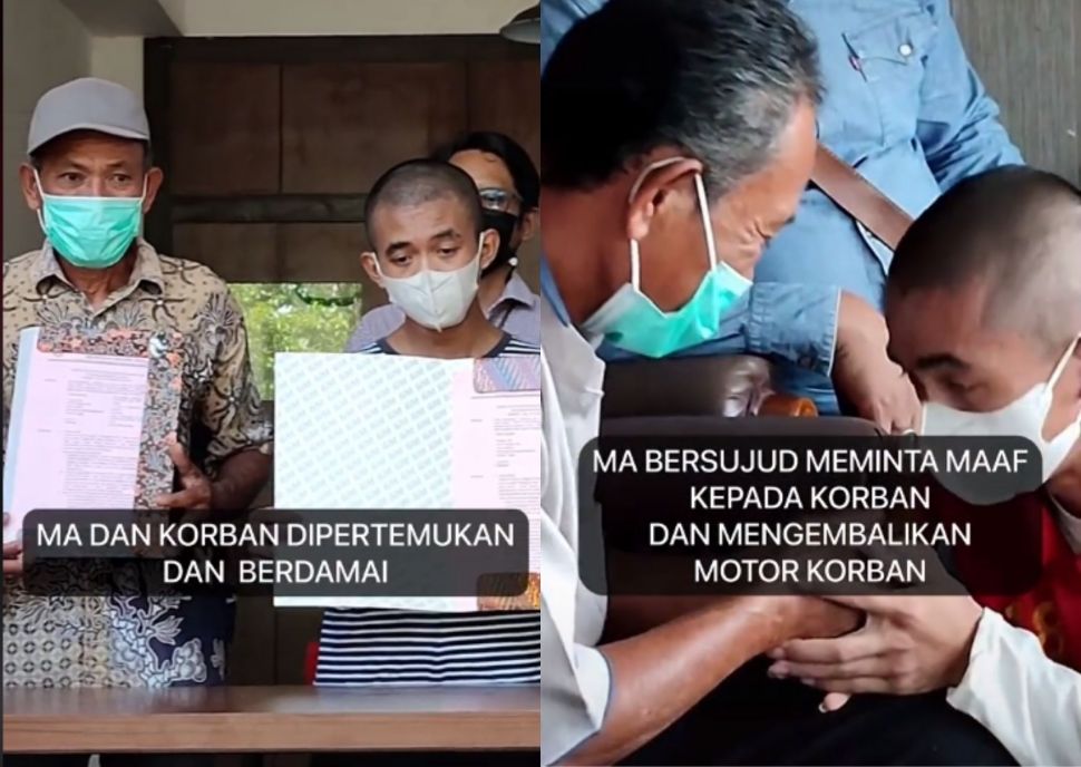 MA dan korban berdamai. (TikTok/kejaksaan.ri)