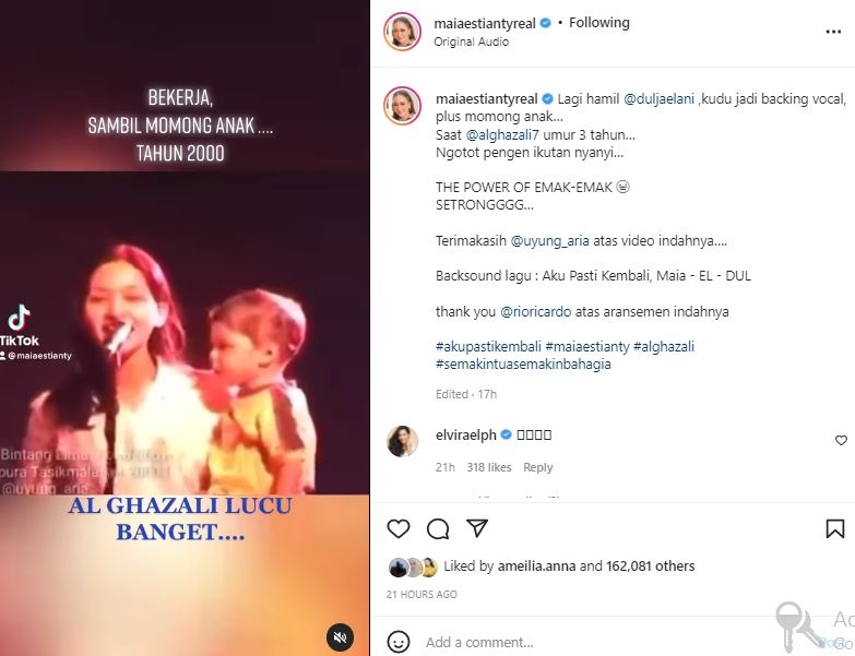 Maia Estianty gendong Al Ghazali (instagram.com)