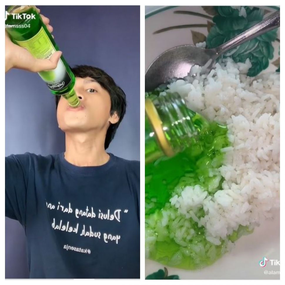 Makan nasi pakai sirup (TikTok @alamsss04)