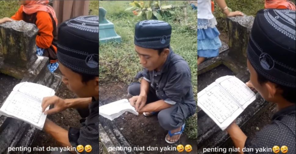 Pria nyekar bawa iqra (instagram.com/underc0ver.id/)