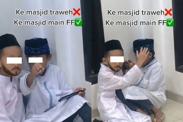 Bukan Ikut Salat Tarawih, Dua Bocil Malah Tepergok Lagi Mojok Diduga Nge-Game di Masjid (instagram/kocak.petcaah)