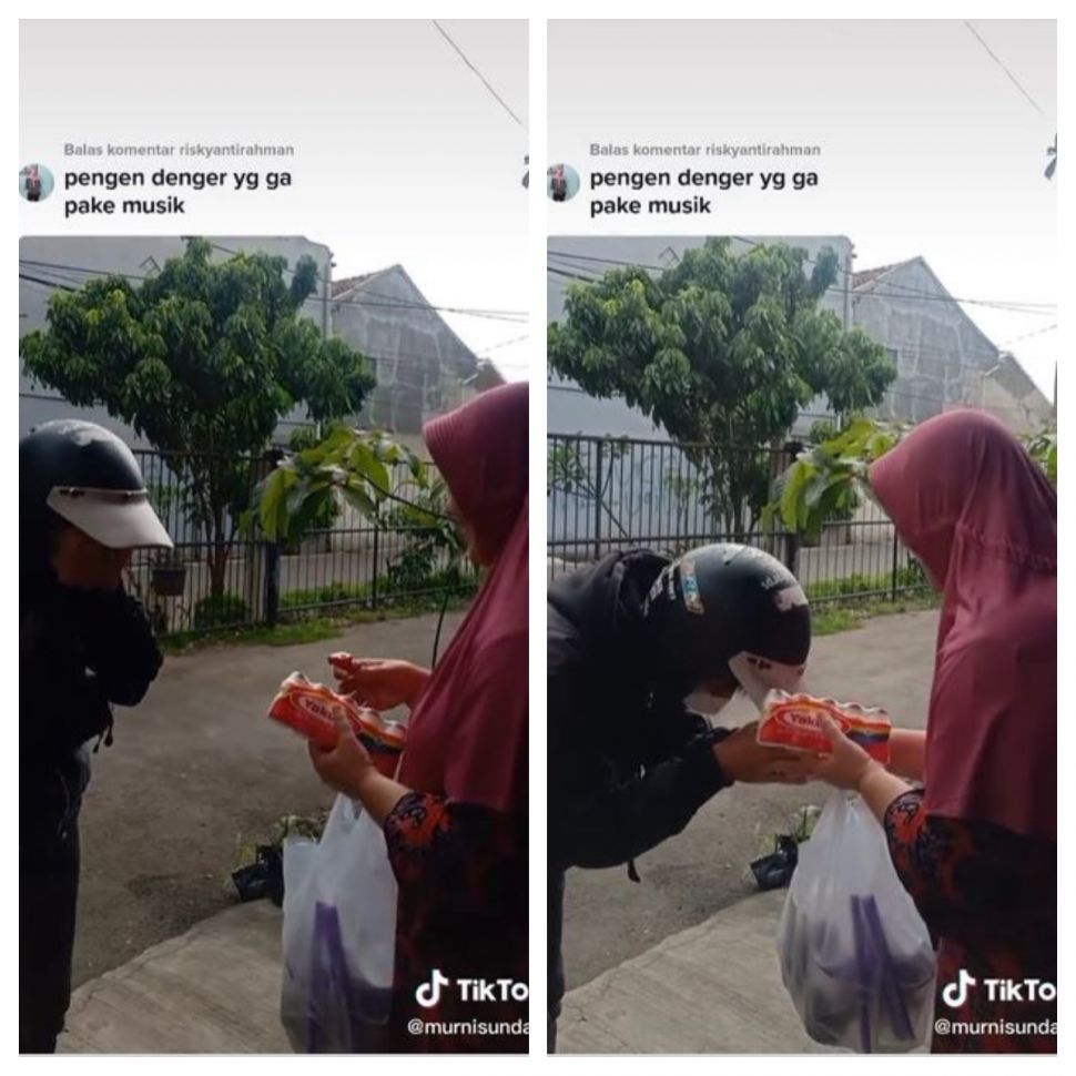 Reaksi pengantar makanan saat diberi uang tip jadi sorotan (TikTok @murnisundani)