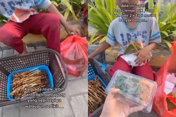 Nyesek, Lapak Penjual Lain Ramai Pembeli, Dagangan Anak Kecil Ini Sepi Bikin Warganet Iba (instagram/@viralmedsostv)