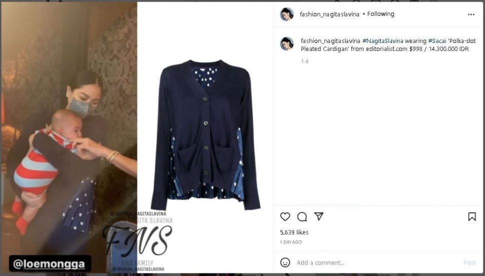 Cardigan Rp14,3 Juta Milik Nagita Slavina (instagram.com/fashion_nagitaslavina)