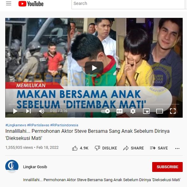 CEK FAKTA: Beredar Permohonan Aktor Steve Emmanuel Bersama Anaknya Sebelum Dieksekusi Mati (Turnbackhoax.id)