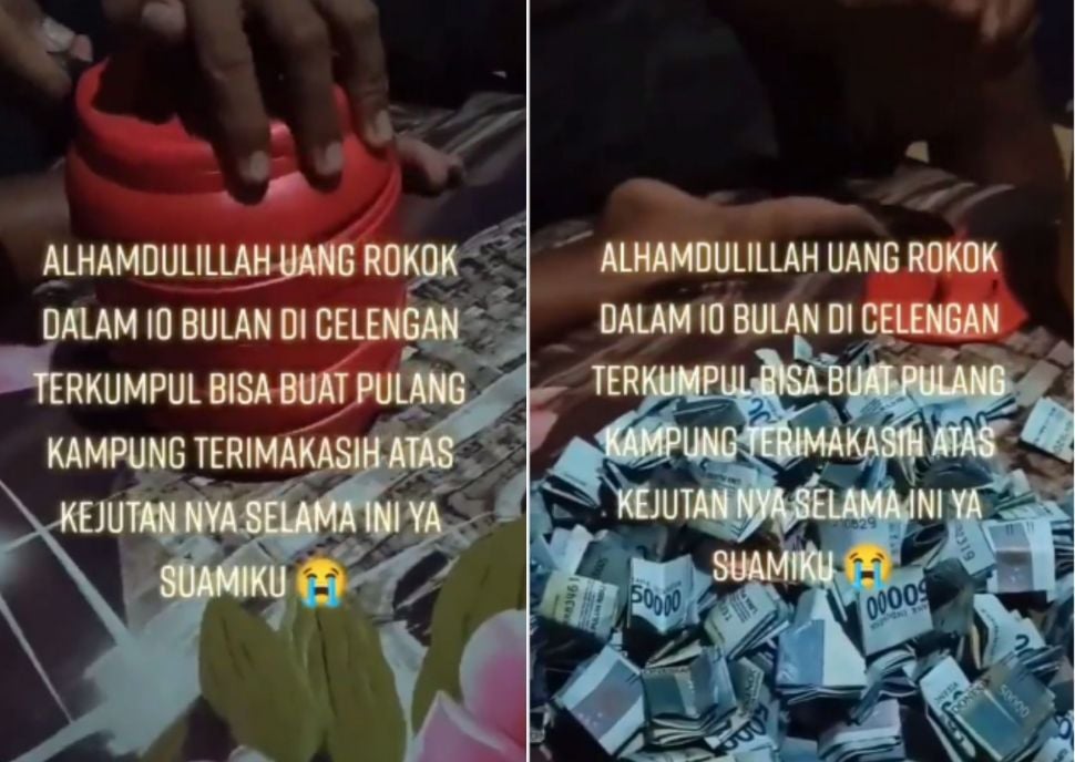 Suami Kumpulkan Uang Rokok, Usai 10 Bulan Bisa untuk Pulang Kampung, Tuai Pujian. (Instagram/dunia_kaumhawa)