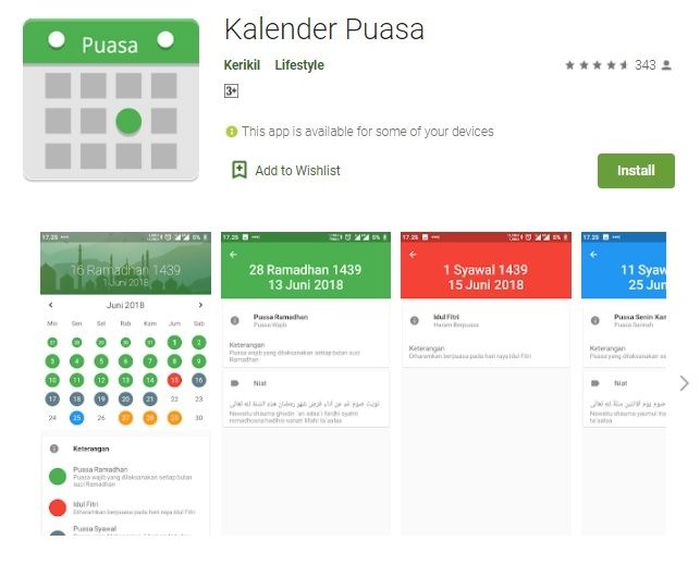 Aplikasi Kalender Puasa. [Google Play Store]