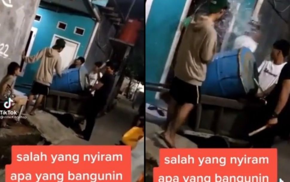 Bangunkan sahur berakir kena siram (instagram.com/soloinfo/)