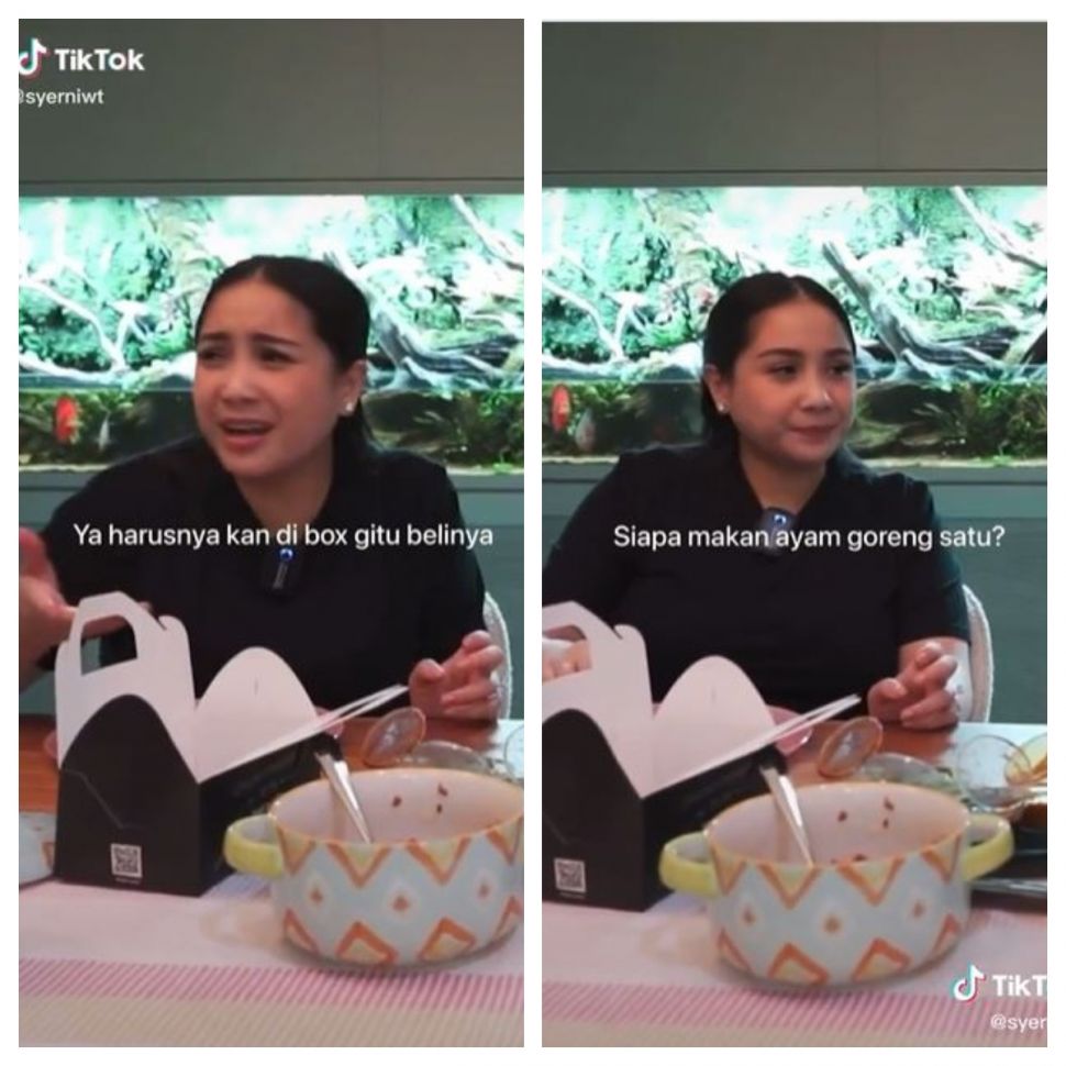 Nagita Slavina soal sepotong ayam goreng (TikTok @syerniwt)