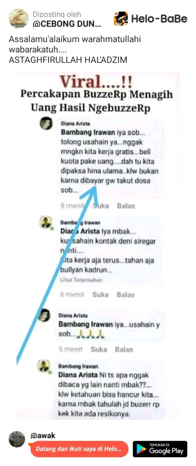 Beredar percakapan buzzer belum dibayar, hingga menyebut nama Denny Siregar. [Twitter]