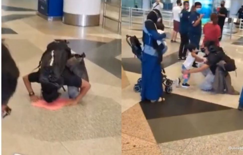 Pria sujud syukur di bandara (OhBulan)