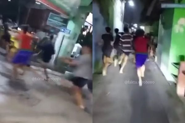 Telanjur Ditegur Petugas, Para Remaja Ini Langsung Lari Terbirit-birit Masuk Gang Gagal Perang Sarung (instagram/@fakta.indo)