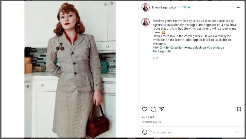 Wanita Terobsesi Gaya Fashion Era Perang Dunia 2 (instagram.com/thevintagerealtor)