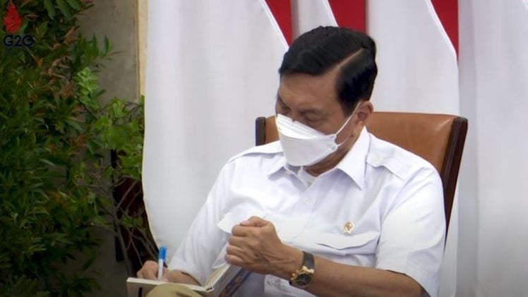 Reaksi Luhut Saat Jokowi Pidato. (YouTube/Sekretariat Negara)