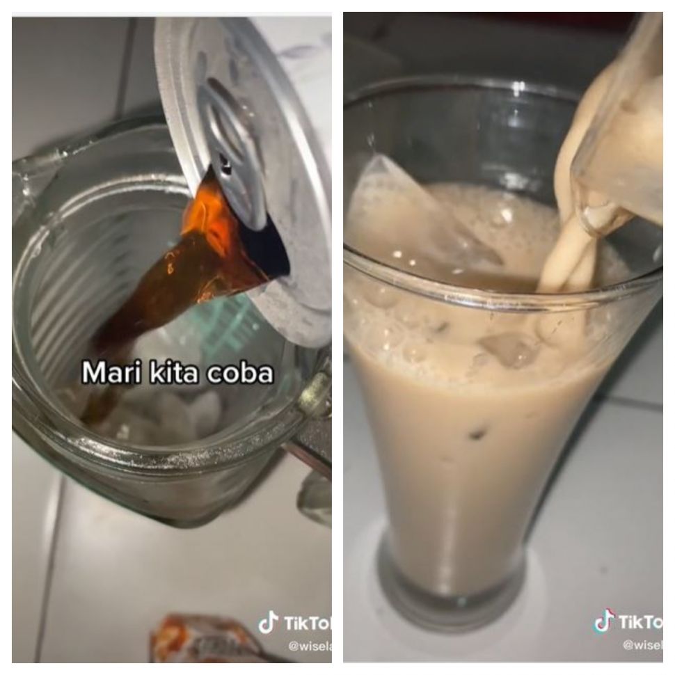 Campuran milk tea dan cincau (TikTok @wiselac)