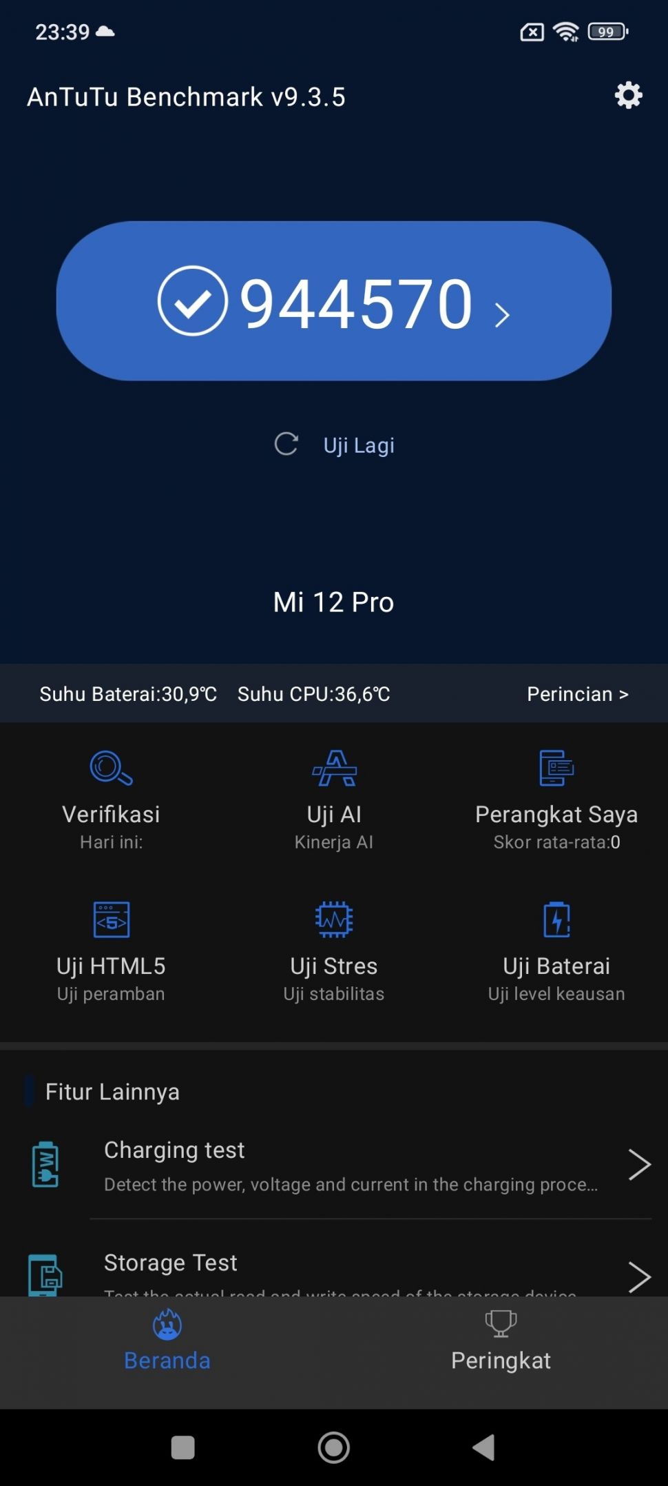 Hasil AnTuTu Xiaomi 12 Pro. [Suara.com/Dicky Prasetya]