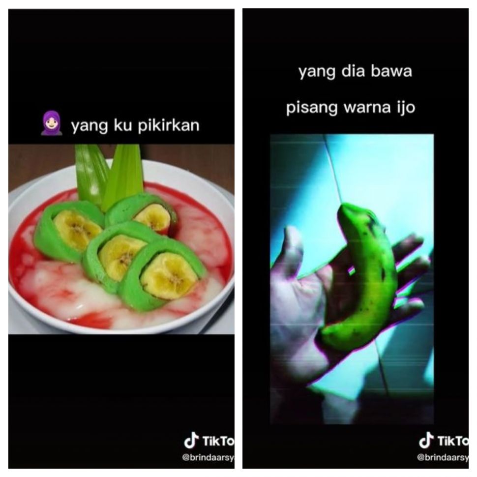 Es pisang hijau ekspektasi dan realita (TikTok @brindaarsyah)