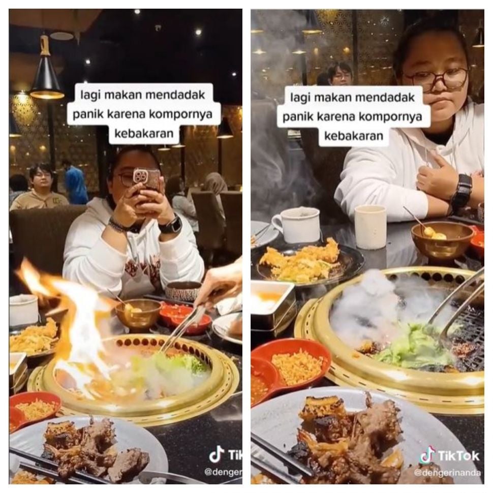 Pemanggang terbakar (TikTok @dengerinanda)