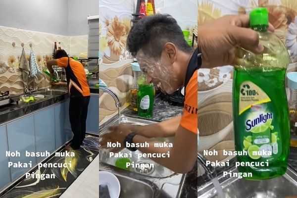 Asal Cuci Muka di Dapur, Cowok Ini Syok Ternyata Pakai Sabun Cuci Piring (instagram/@kongsi.viral)