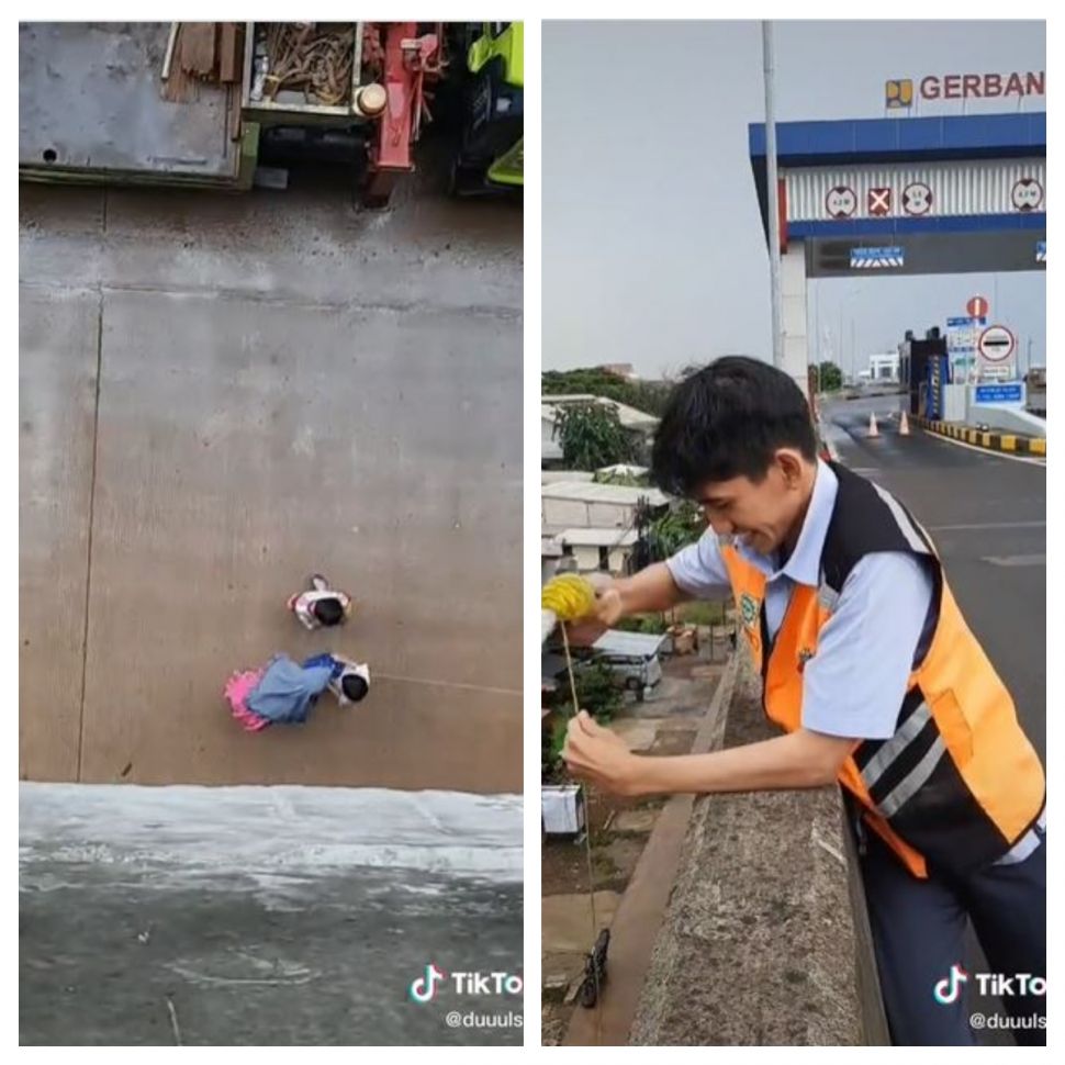 Membeli takjil dari atas gerbang tol (TikTok @duuulsky)