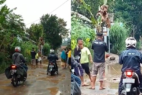 Viral Warga Tanam Pohon Pisang dan Ternak Ikan di Tengah Jalan Rusak (instagram/@comic_sunda)