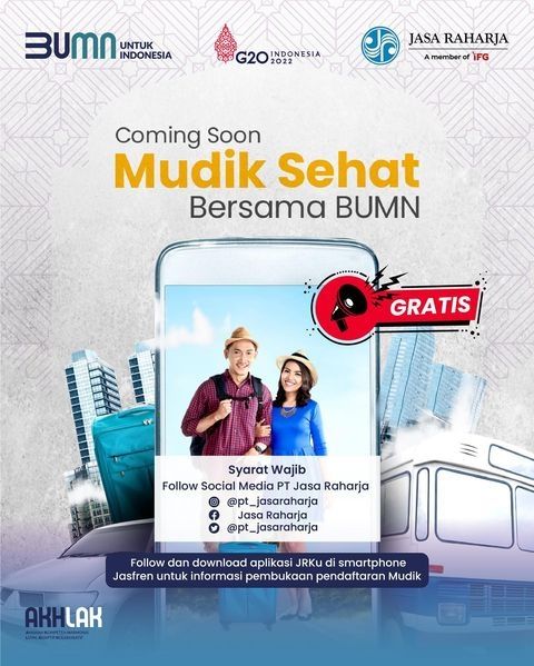 mudik gratis Jasa Raharja 2022, Mudik Sehat Bersama BUMN 2022 (instagram/pt_jasaraharja)