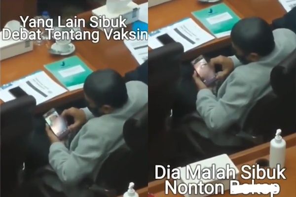 Viral Video Anggota DPR Diduga Menonton Konten Berbau Pornografi saat Rapat Bahas Vaksin (twitter)