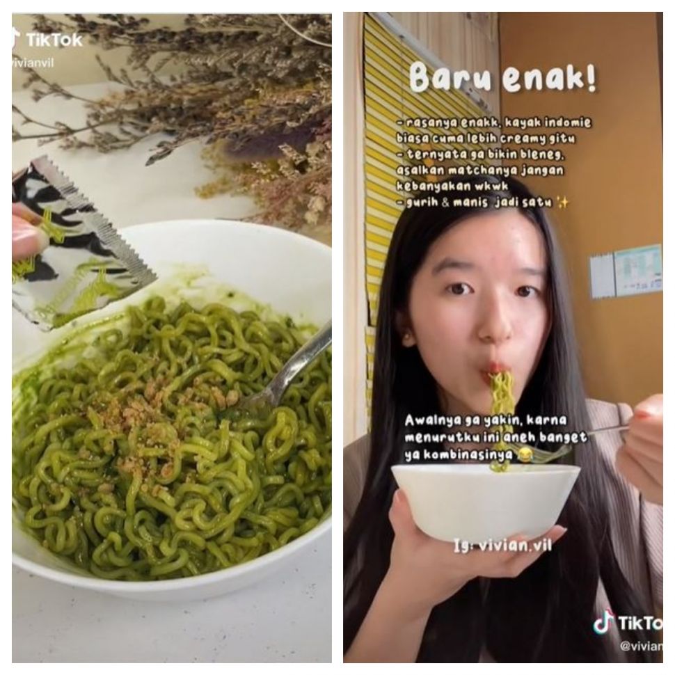 Indomie matcha (TikTok @vivianvil)