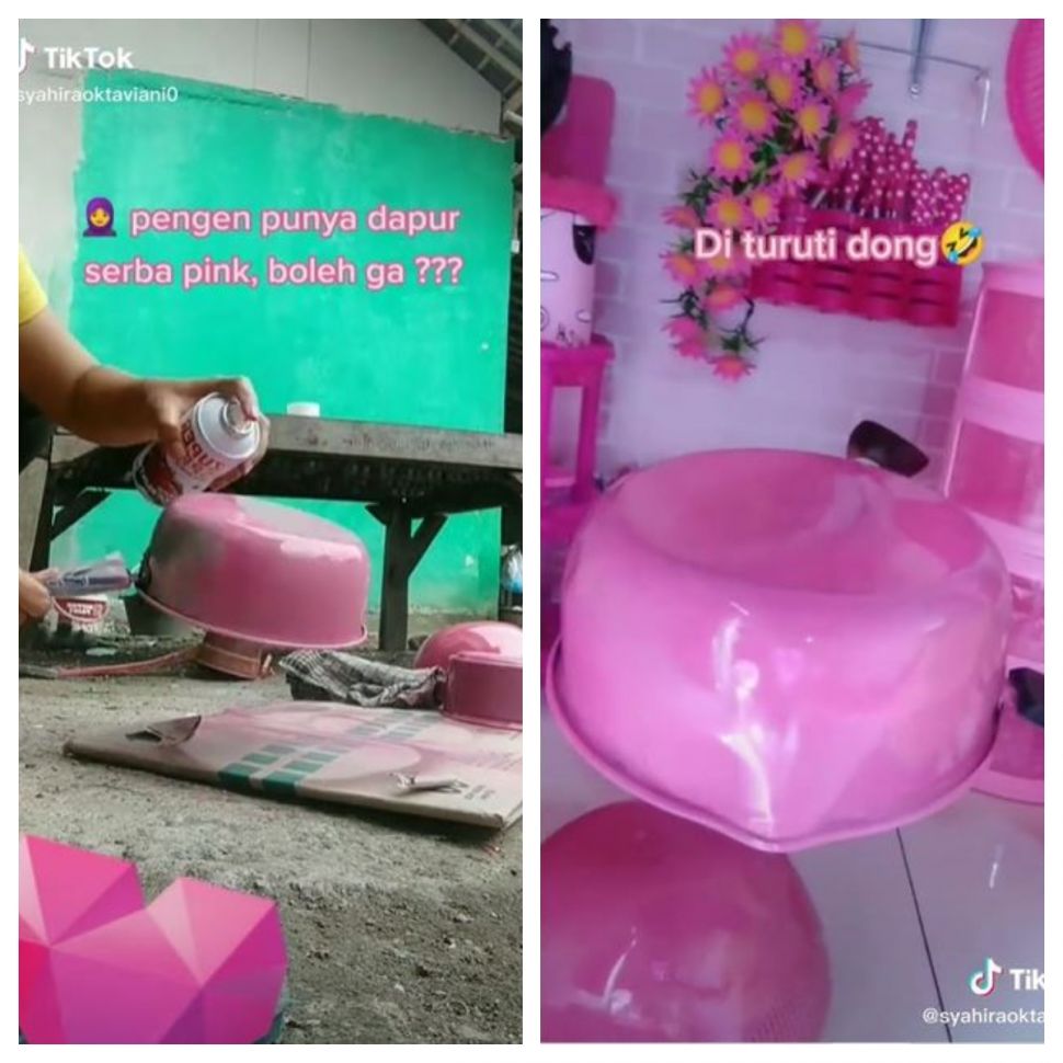 Dapur serba pink (TikTok @syahiraoktaviani0)