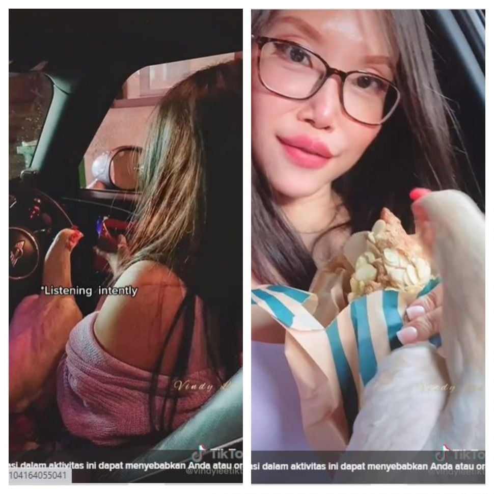 Ayam peliharaan makan Starbucks (TikTok @vindyleetiktok)