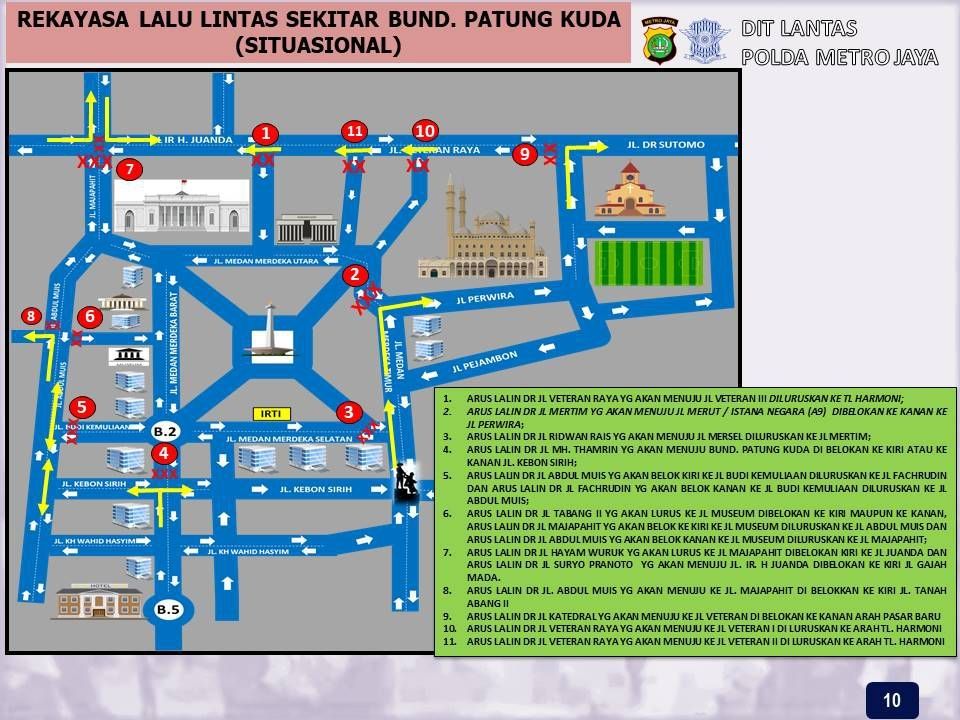 11 titik rekayasa arus lalin terkait rencana demonstrasi mahasiswa di Jakarta, Senin 11 April 2022. (Dok Polisi)