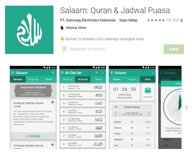 Salaam: Quran & Fasting Times. [Google Play Store]