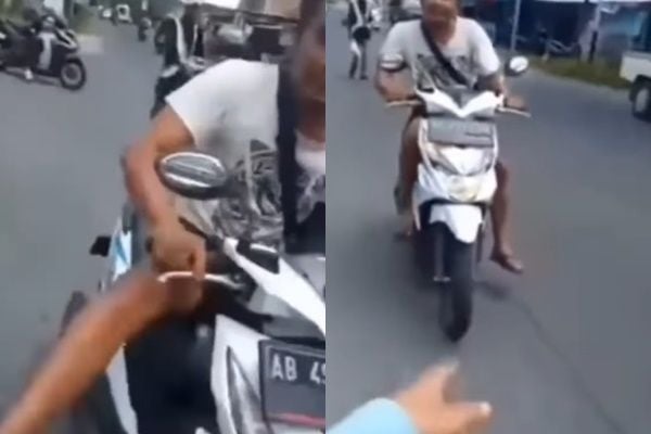 Meresahkan! Pria Naik Motor Sambil Colek-colek Wanita di Jalan, Pelaku Diduga ODGJ (instagram/majeliskopi08)