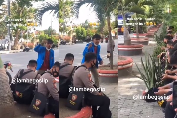 Mahasiswa Pede Nyanyi di Depan Barisan Polisi saat Demo, Pemandangannya Bikin Publik Jadi Adem (instagram/lambegosiip)