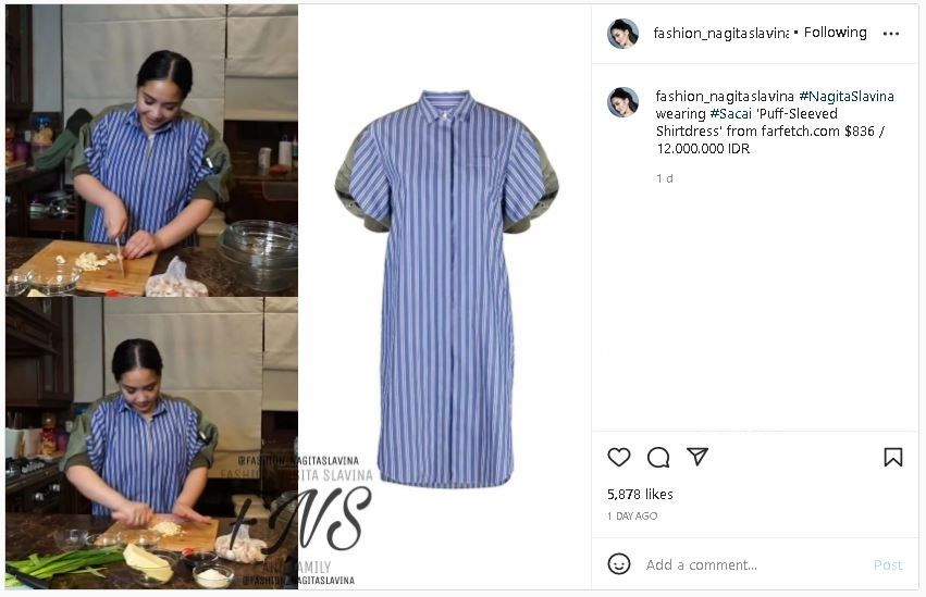 Nagita Slavina Pakai Dress Rp12 Juta untuk Masak Sahur (instagram.com/fashion_nagitaslavina)